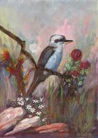 Birds And Floral - Kookaburra And Wild Flowers - Gouache